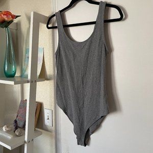 cozy heather grey stretchy tank bodysuit ✴ bella canvas